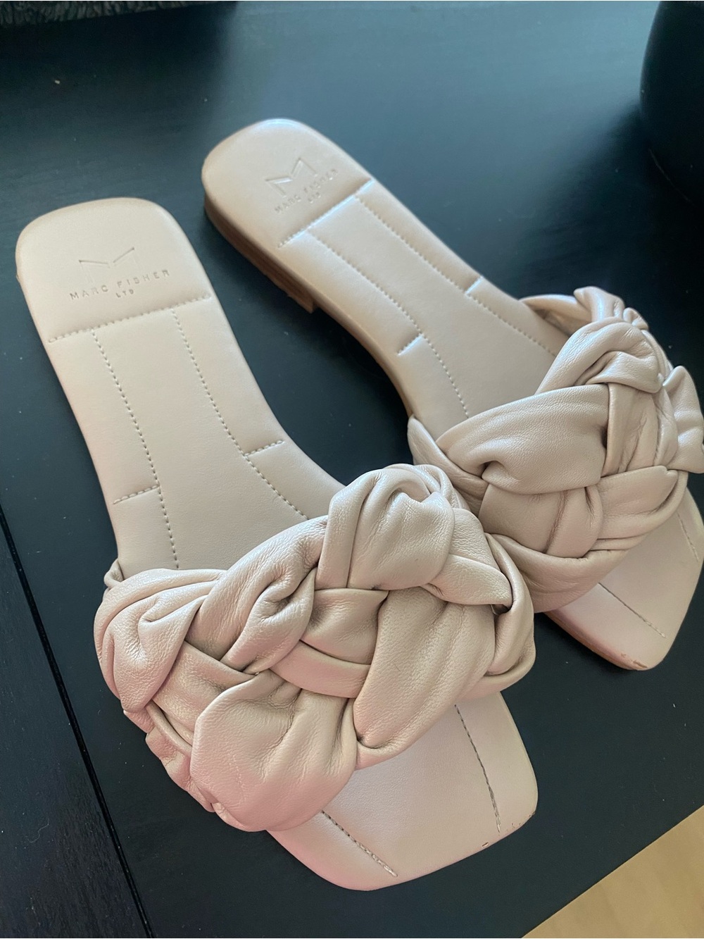 Marc Fisher Light Tan Braided Slide Sandals 7.5